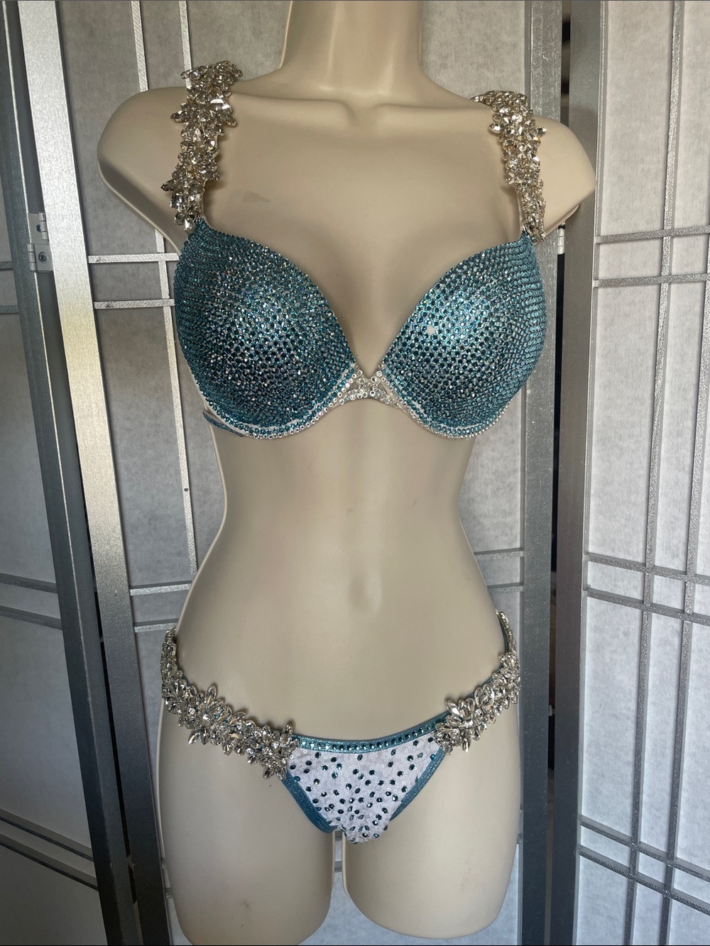 WBFF Swarovski Crystal Competition Bikini – D Cup Top / Small Bottoms